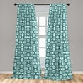 thumbnail image 2 of Floral Window Curtains, Flowers in the Vintage Checkered Design Spring Feels Retro Squares, Lightweight Decor 2-Panel Set with Rod Pocket, Pair of - 28"x95", Teal Sky Blue and White, by Ambesonne, 2 of 3