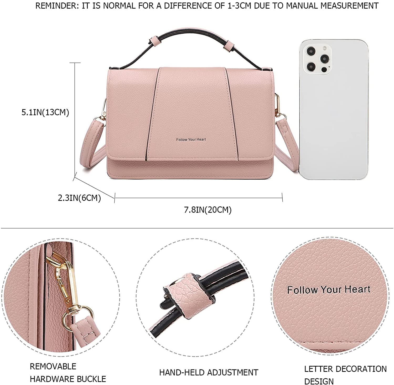 Small Crossbody Handbag for Women, Lightweight Shoulder Messenger Bag Clutch Purse Top Handle Phone Bag