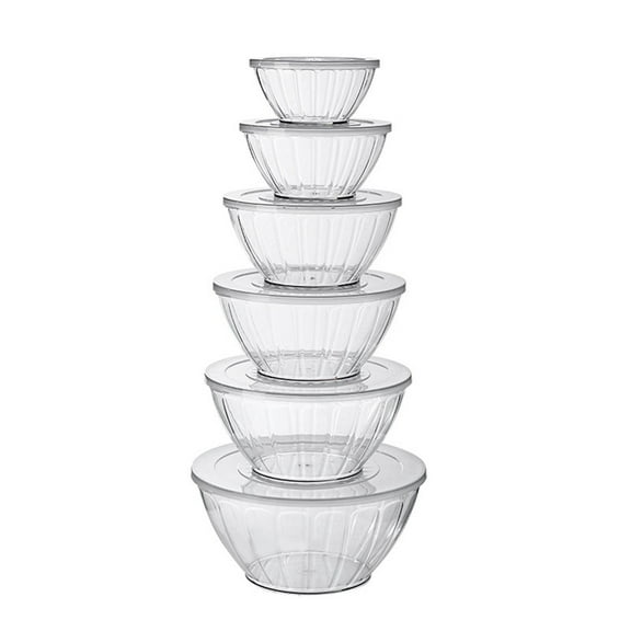 Yooshoverk Glass Mixing Bowls With Lids – 5-Piece High Borosilicate Glass Bowl Set For Baking, Cooking & Storage White Free Size