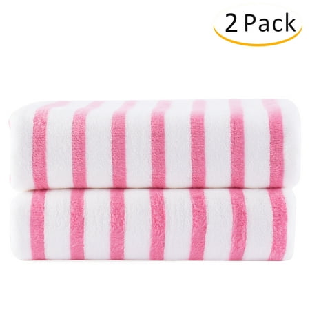 Microfiber Cabana Stripe Resort Beach Towel - Pink - 27