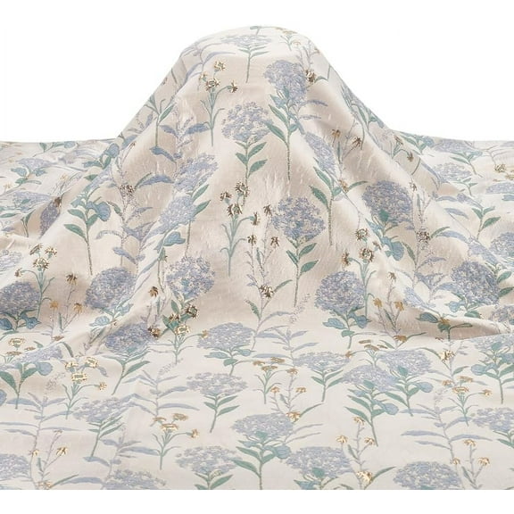 1.1 Yards Jacquard Satin Fabric 59.1 inch Wide White Color Floral Damask Fabric Dandelion Pattern Silky Brocade Fabric for Tablecloth Napkins Dress Bedding Sheet DIY Sewing Crafts