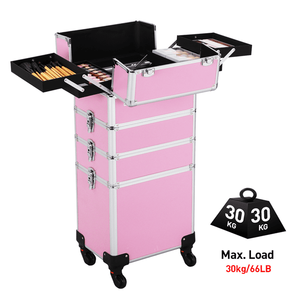 Easyfashion 4in1 Makeup Trolley Case, Pink