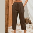 thumbnail image 4 of Diufon Womens Boho Pants Linen Palazzo Pants Summer Casual Wide Leg Drawstring Lace Trim Pants with Pockets, 4 of 8