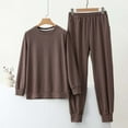 thumbnail image 2 of Stamzod Pajamas for Women Set Solid Color Round Neck Warm Tops and Pants Casual Nightwear Home Clothes Lounge Sets for Women Coffee-1 XXL, 2 of 5
