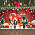 thumbnail image 5 of Nutcracker Design Merry Christmas Banner Red Background Christmas Display Gold Ornaments Gift Boxes Xmas Backdrop for Christmas Party Holiday Gathering Indoor Celebration, 5 of 9