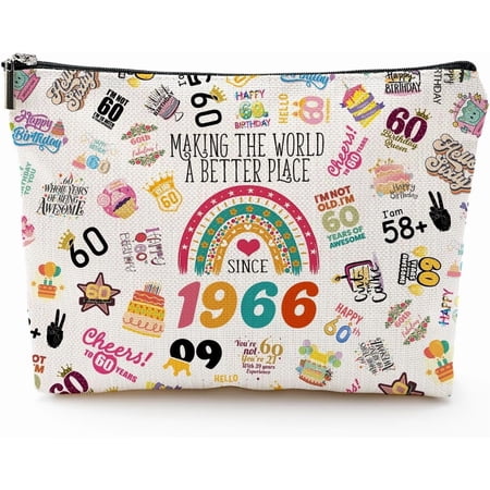 60th Birthday Gifts for Women Makeup Bag Funny 1966 60 Year Old Birthday Decorations Ideas for Grandma Mom Her Wife Travel Bag & Toiletry Pouch 60th Birthday Gifts for Women Makeup Bag Funny 1966 60 Year Old Birthday Decorations Ideas for Grandma Mom Her Wife Travel Bag & Toiletry Pouch