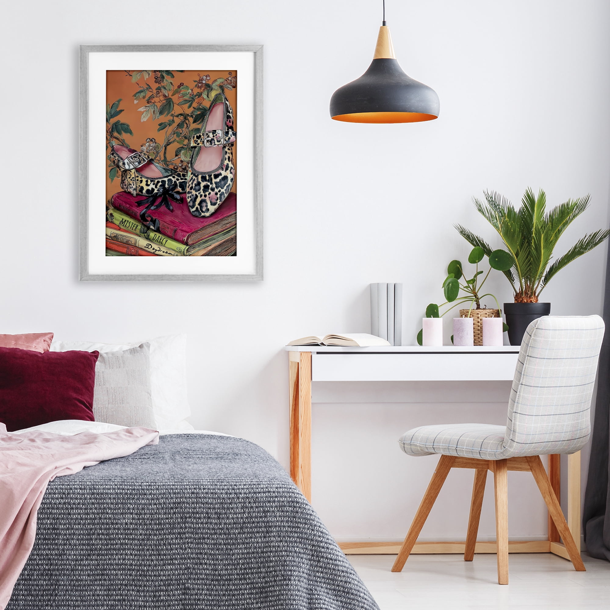 Stupell Industries On My Feet Shoes & Books Gray Framed Print Under Glass, design by Annabelle Hall