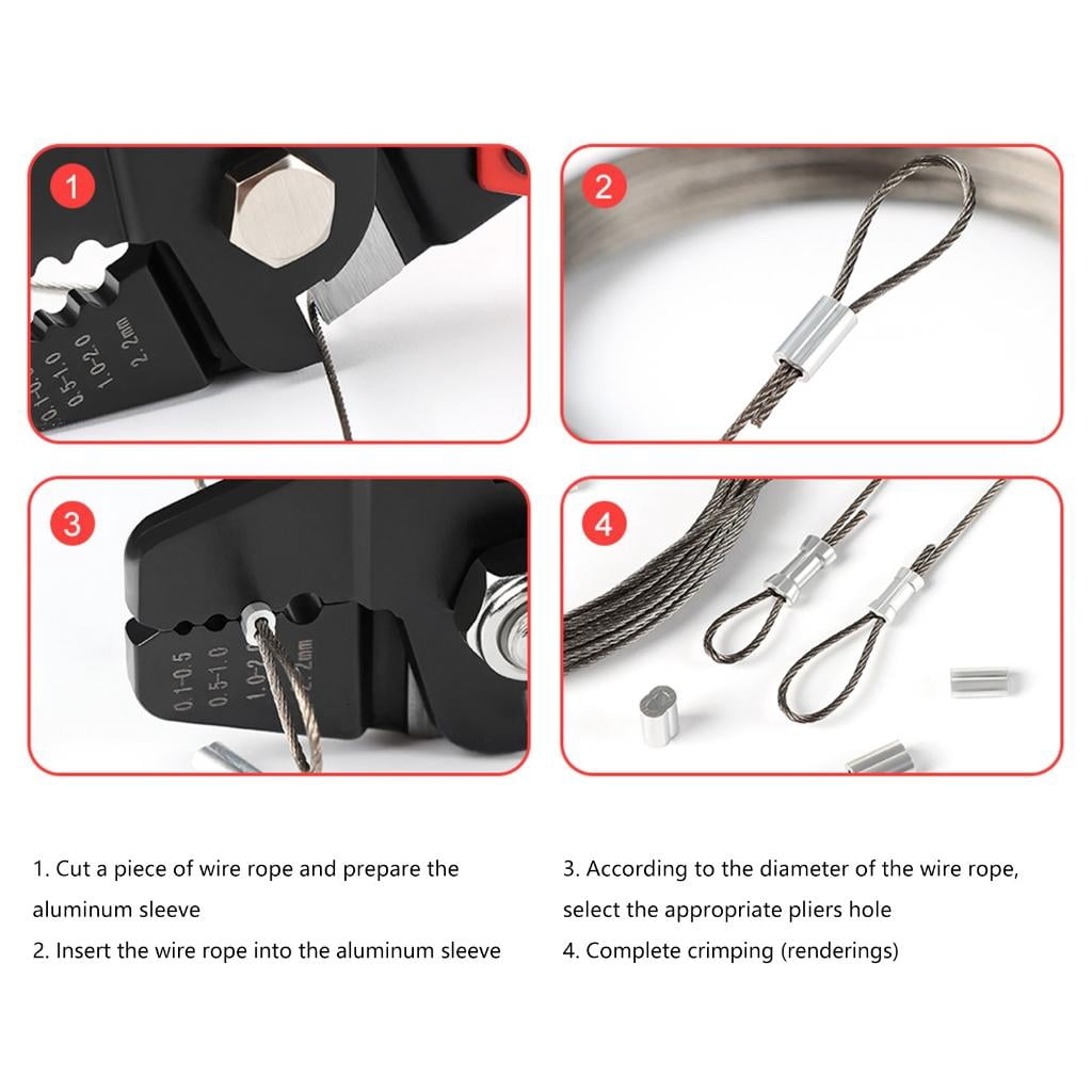 CEORPER Fishing Crimping Pliers Wire Rope Crimping Tool Heavy Duty Stainless Steel with 180Pcs Crimp Looping Sleeves