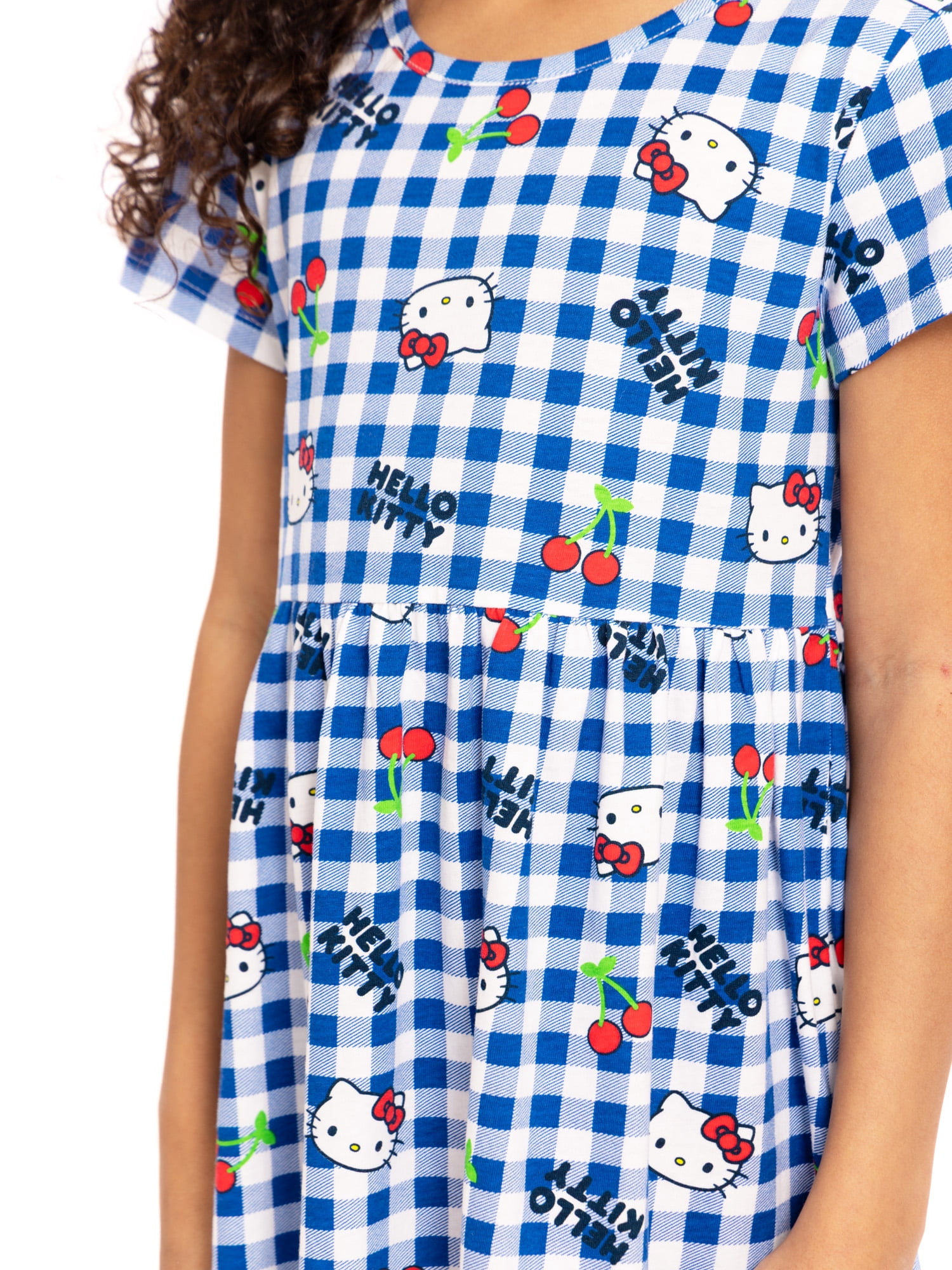 Hello Kitty Girls Allover Print Dress with Short Sleeves, Sizes 4-12