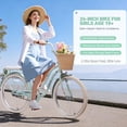 thumbnail image 4 of Ambifirner 24" Cruiser Bike - Shimano Single-Speed & Dual V-Brakes - Retro Steel Frame for Women with Brown Leather Saddle (Ocean Teal, 85% Pre-Assembled), 4 of 8