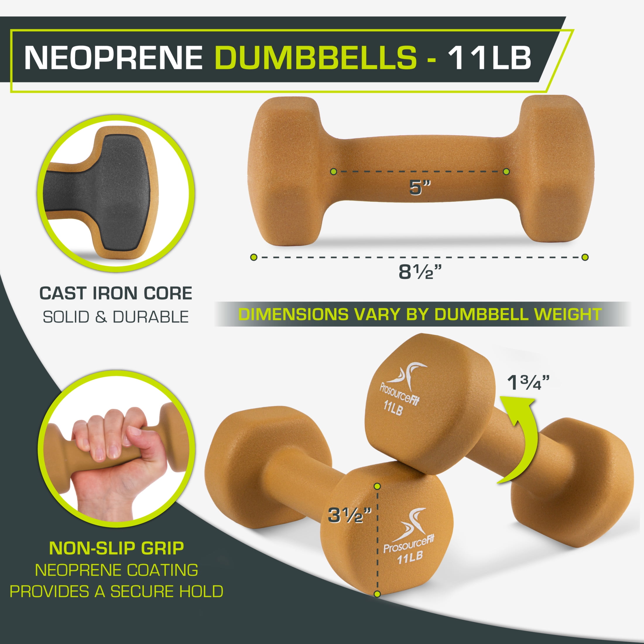 ProsourceFit Set of Two Neoprene Dumbbells Coated for Non Slip Grip 10 lb Walmart