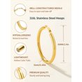 thumbnail image 4 of FindChic 14K Gold Plated Hoop Earrings for Women Stainless Steel Huggie Loop Earrings Hollow Tube Hoops Birthday Mothers Day Jewelry Gifts Her Mom Wife, 60mm, 4 of 8