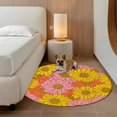 thumbnail image 2 of Round Rugs 3Ft, Pink Orange Yellow Daisy Round Area Rug Washable Indoor Throw Carpet, Spring Floral Botanical Small Non Slip Circle Rug for Bedroom Living Room Home Decor Aesthetic, 2 of 8