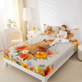 thumbnail image 3 of Manfei Cute Capybara Bed Sheets,Kawaii Wildflowers Print Full Size Sheets,Multicolor,4pcs,1 Flat Sheet, 1 Fitted Sheet and 2 Pillowcases, 3 of 6