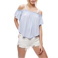 thumbnail image 1 of Free People Blusa tejida con hombros descubiertos Darling para mujer, azul, pequeña Free People Tejer, 1 of 2