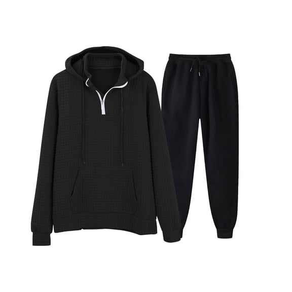 Fall Fashion Tracksuit For Men 2Pcs Athletic Hoodies Sets Men'S Casual Oversize Solid Color Drawstring Trouser Long Sleeve Hooded Set Running Jogging Sport Suit Set