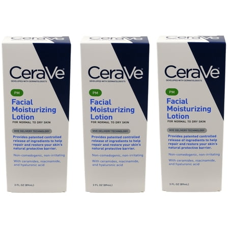 Cerave Moisturizing Facial Lotion Pm, 3 Oz. - Pack Of 3