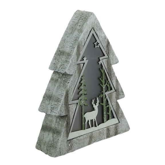 Northlight LED Lighted Tree with Reindeer in the Woods Scene Christmas Decoration - 13.5"