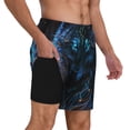thumbnail image 2 of Balery Cool Blue Light Wolf Mens Swim Trunks Swim Shorts for Men Quick Dry Inseam Beach Shorts with Compression Liner Pocket-X-Large, 2 of 9