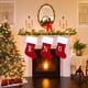 thumbnail image 4 of Medias navideñas de terciopelo rojo con monograma de 20 pulgadas y puños de felpa blanca súper suave bordados. Decoraciones navideñas clásicas personalizadas para la temporada navideña familiar., 4 of 5