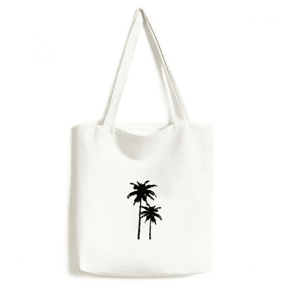 Coconut Tree Outline Beach Tote Canvas Bag Shopping Satchel Casual Handbag