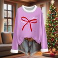 thumbnail image 2 of Enjoytime Fall Tops for Women 2025 Christmas Printed Round Neck Long Sleeve Shirts Casual Soft Warm Winter Plus Size Blouse Purple XXXL, 2 of 6