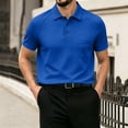 thumbnail image 6 of Men's Breeze Polo Shirts Beer Belly Breeze Short Sleeve Wear Collared Textured Shirt Stretchy Quick Dry Casual Golf,Blue,3XL, 6 of 6