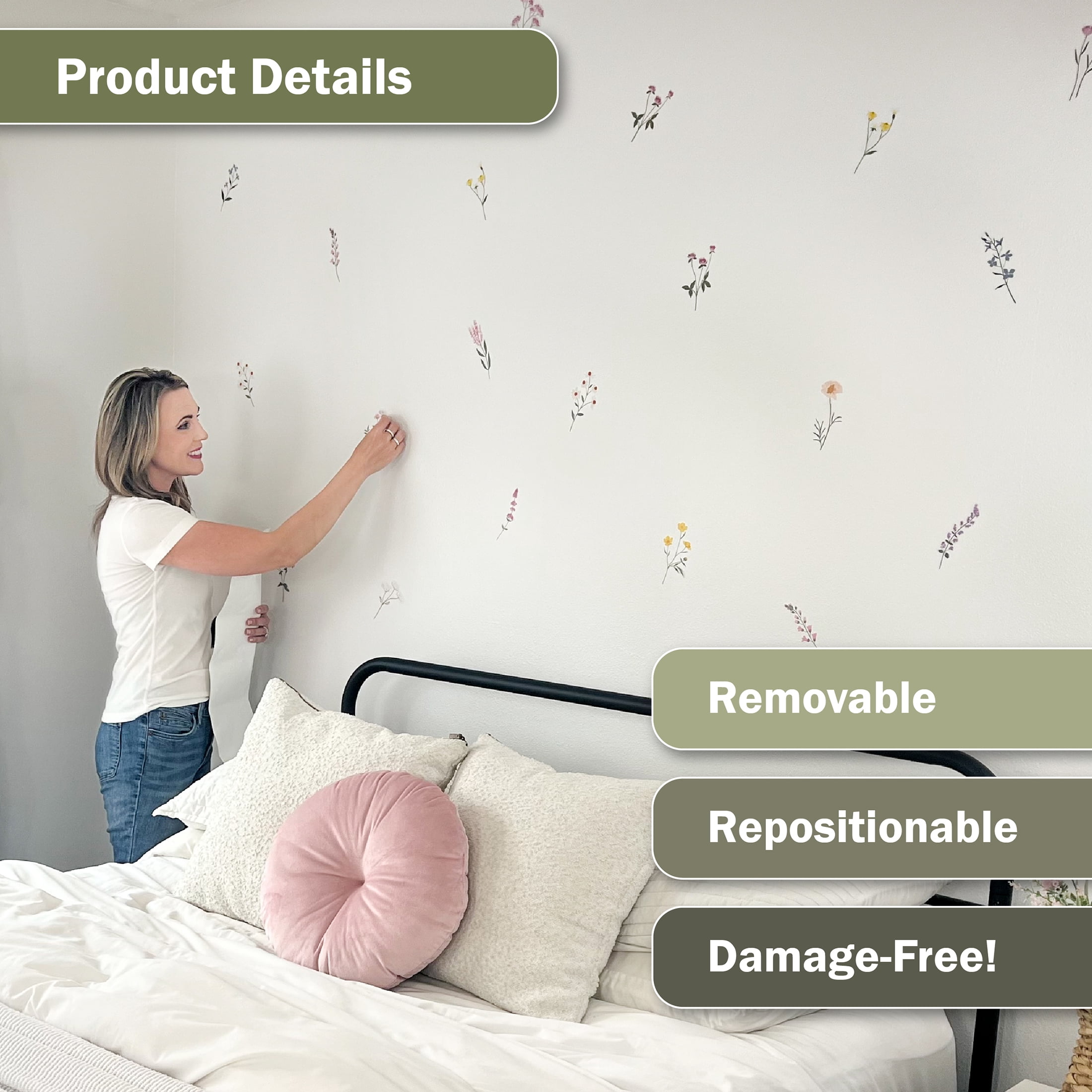 Wall Palz Wildflower Vinyl Wall Decals Peel and Stick Room Decorations