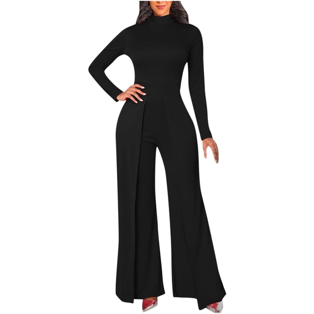 Babysbule Combinaison de Fête pour Femmes Mode Décontractée Manches Longues Mignonne Mode Col Blanc Pantalon