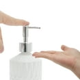 thumbnail image 3 of Unique Bargains 1 Pc Durable Round Bottom Bamboo Grain Soap Dispenser 13.53oz White Silver Tone, 3 of 6