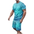 thumbnail image 2 of BiZtdJrK Two Piece Sets for Men Big and Tall Shirts Matching Casual Drawstring Shorts with Pockets Tracksuits Outdoor Fashion Map Print Summer Jogger Outfits Lightning Sales Sky Blue XL, 2 of 5
