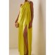 thumbnail image 5 of Vestidos de Noche de satén de talla grande para mujer, vestido de fiesta Formal de un hombro, largo, Maxi, temperamento, abertura alta, 5 of 5