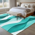thumbnail image 4 of 6'x9' Area Rugs, Turquoise Stripes Indoor Outdoor Area Rug for Living Room Bedroom, Vintage Farmhouse Ripple Texture Art Washable Bathroom Rugs Kitchen Floor Carpet Mats Home Decor Aesthetic, 4 of 8