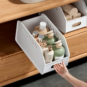 Large Capacity Plastic Kitchen Cabinet Organizer - Stackable Slant-Top Storage Basket with Handle, Multiuse Pantry Organizer for Seasoning, Snacks, Sundries, Desktop & Cabinet Storage