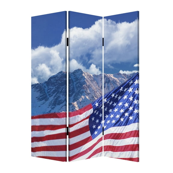 48 X 72 Multi Color Wood Canvas Model American Flag Screen
