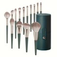 thumbnail image 4 of LNGOOR 14Pcs Pro Makeup Brush Set - Soft Nylon Bristle  Resin Rod  Palm Brush Design for Flawless Foundation  Eye Shadow  Brow Application - Gentle on All Skin Types  Alcohol-Free, 4 of 7