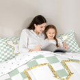 thumbnail image 4 of Feelyou Glitter Print Letter Y Twin Comforter Sets for Girls, Buffalo Checkered Bedding Set for Bedroom, Green, Reversible, 2-Piece, 4 of 6
