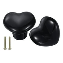 Uxcell 2 Packs Ceramic Drawer Knobs Heart-Shaped Dresser Pulls Handles, Black