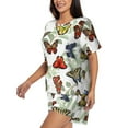 thumbnail image 2 of Easygdp Multicolored Butterflies Women's Pajama Set,Sleepwear with Buttoned Top and Elastic Waist Shorts, Ideal for Lounging, Yoga, Beach, and Casual Wear-, 2 of 8