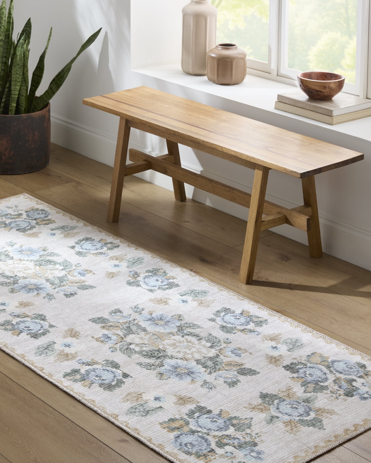 My Texas House Back to Campus Sage 2 ft 7 in x 7 ft Washable Runner Rug