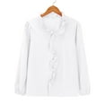 thumbnail image 4 of Xingpeng Womens Flutter Sleeve Blouses Long Sleeve Casual Tops Spring Summer Outfits Dressy Shirts White XXXL, 4 of 8