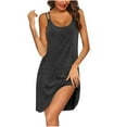 thumbnail image 2 of Hot6sl Summer Savings Clearance Camis Robe Sans Manches à Col Rond, Mode Femme Couleur Unie à Col Rond Sans Manches à Bretelles Camisole Robe Moulante, Robe Femme en Polyester/gris Foncé, m, 2 of 9