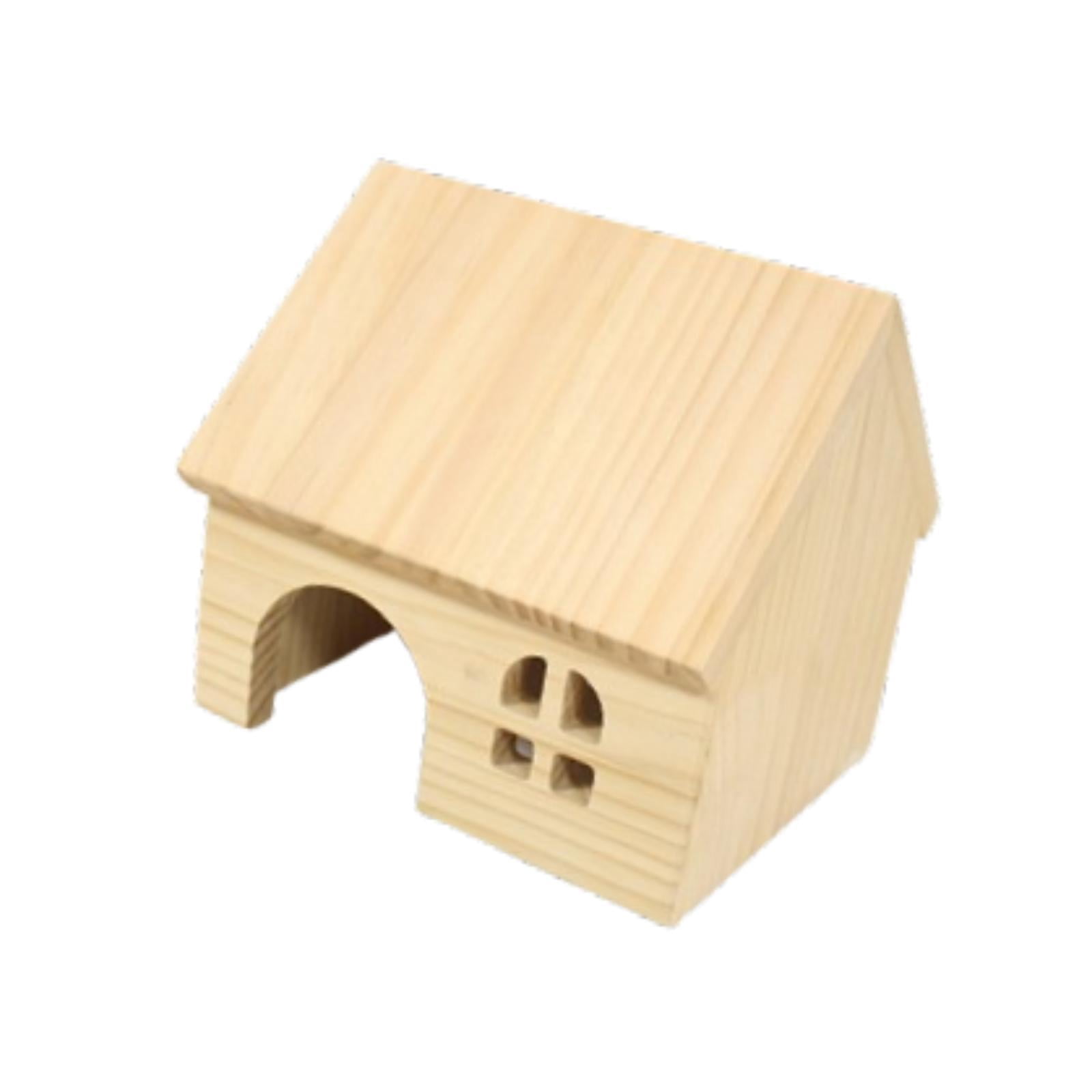 Serenable Hamster Wood House Wood Pets Habitat Hut Hideaway Hide Supplies Wooden Toy Pet House for Lemmings Gerbils Mice Syrian Hamsters s