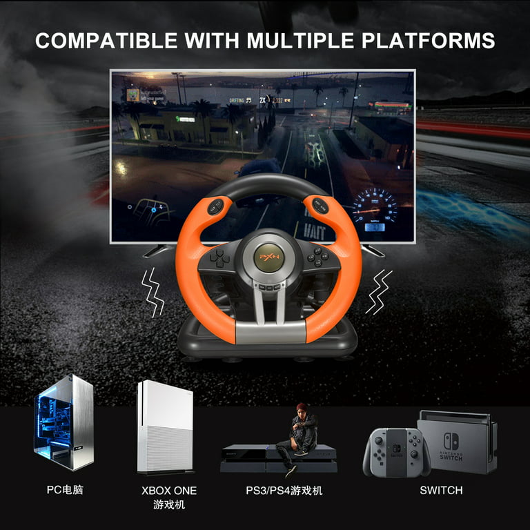 PXN V3II - Volante universal de carreras para PC, 180 grados, con pedales  para PS3, PS4, Xbox One, Xbox Series X/S, Nintendo Switch (naranja)
