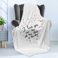 thumbnail image 4 of I Love You More Soft Flannel Fleece Throw Blanket, Hand Written Valentine's Day Letters with Stars in Shape of a Heart, Cozy Plush for Indoor and Outdoor Use, 70" x 90", Red Grey White, by Ambesonne, 4 of 5