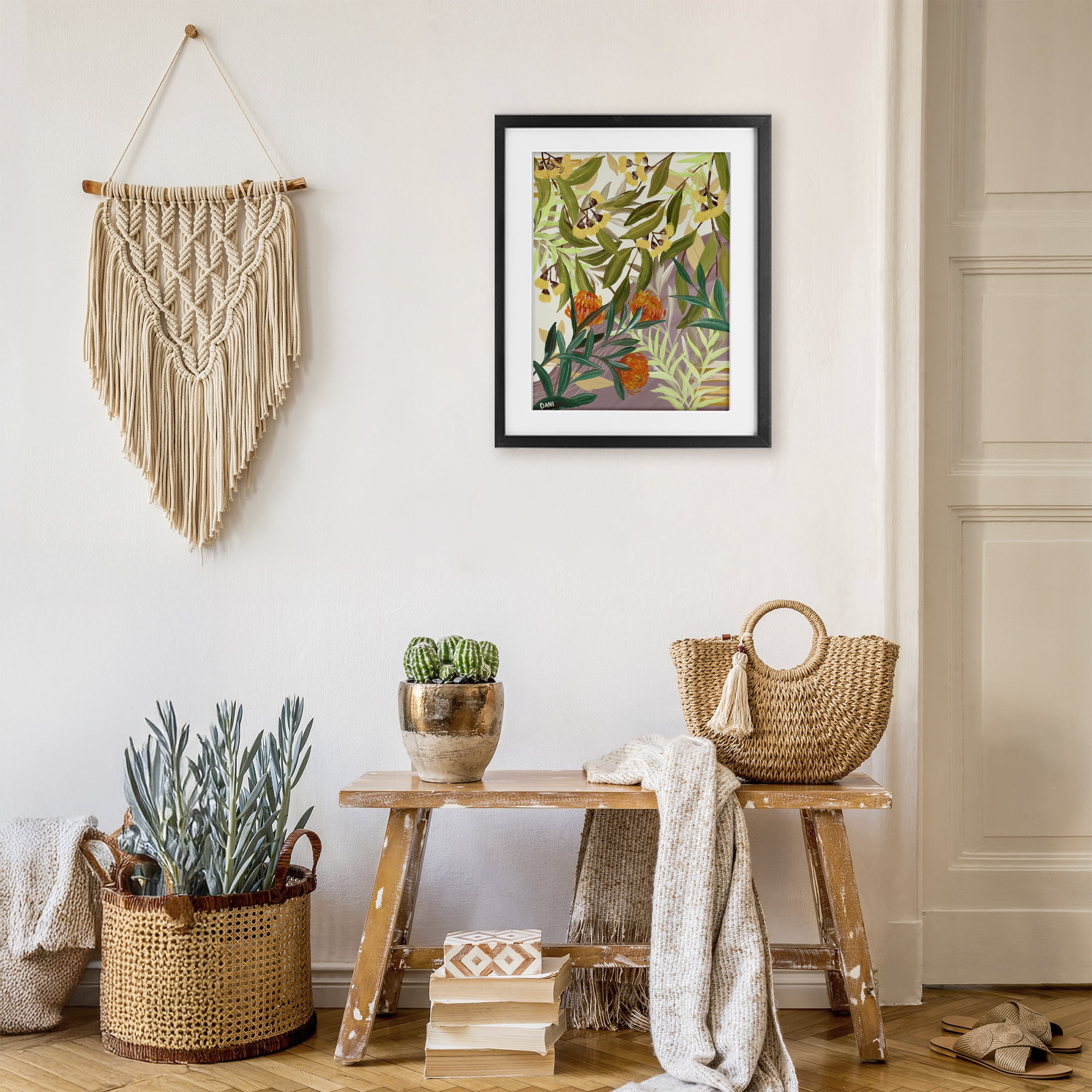 Stupell Industries Walk With Me Florals Black Framed Print Under Glass, design by Dani Heyward