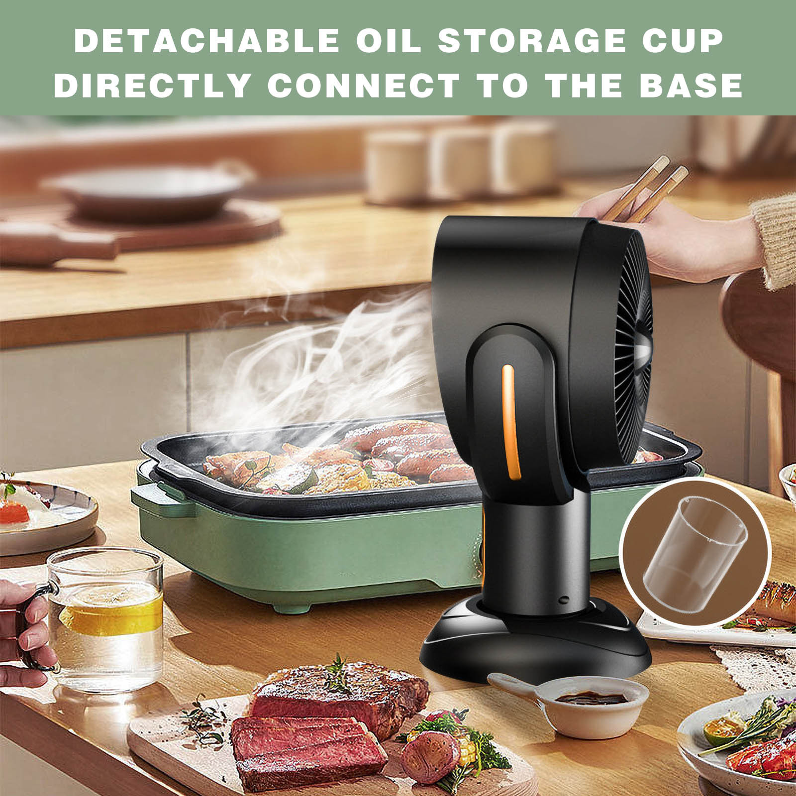 PBAZIH Portable Desktop Range Hood with High Suction Power, Non-Perforated Design, Hot Pot Barbecue Hood for Home, Camping, and Outdoor Use, Hanging Smoke Extractor with Adjustable Height