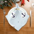 thumbnail image 2 of Iauyy Satin Napkins Set of 1- Blue White-anchor Stripe DIY Printing Decoration Cloth Napkin- Easy Care for Home/Party, 2 of 8