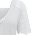 thumbnail image 5 of Ersazi Plus Size Blouse Fashion Women V-neck Feather Lace Lace Sleeve Short Sleeve T-shirt Top Lace Blouses for Women 7- White T-Shirts for Women M, 5 of 5