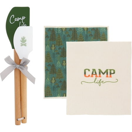 Pavilion Gift Company - Camp Life - Spatula and Reusable Dish Cloth Set (2 of Each)